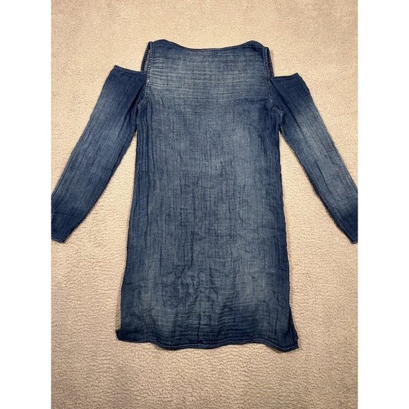 Cloth & Stone Anthropologie Dress Blue Cold Shoulder 100%‎ Cotton Soft Small S - Picture 6 of 13